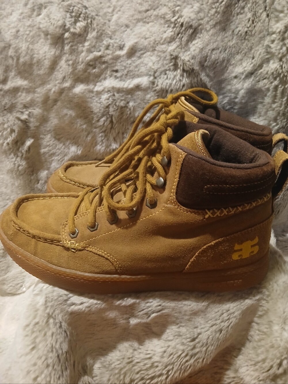 Brown/Tan Suede High-Top Lace-Up Sneakers